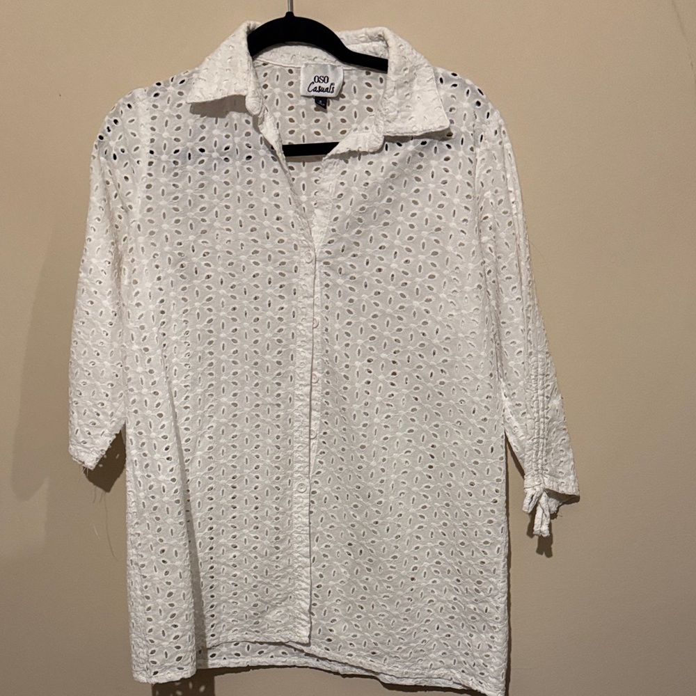Chic White Eyelet Swim Coverup by 100% Silk